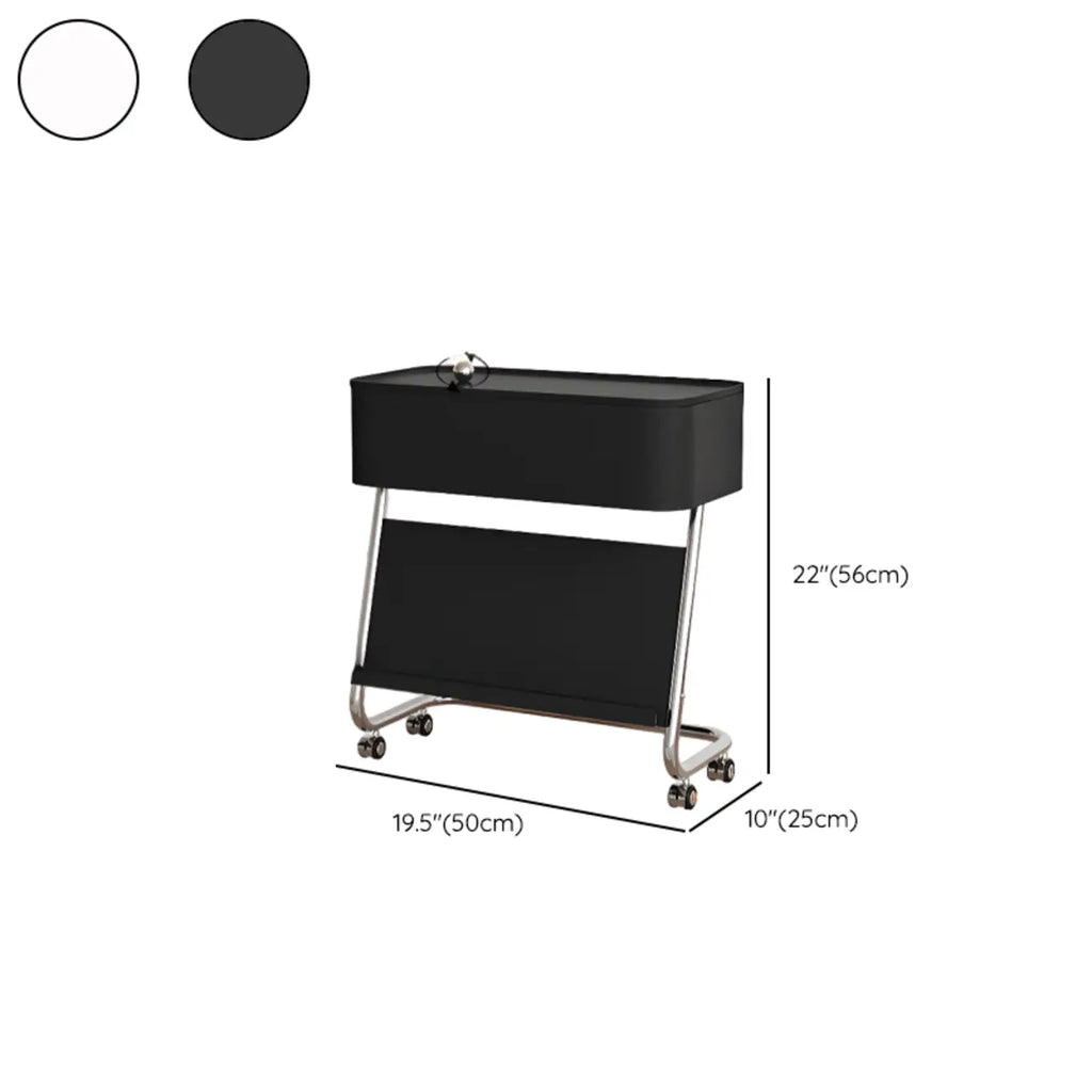 Rolling Metal Storage C-Shaped Side Table with Magazine Rack