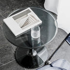 Minimalist Pedestal Round Acrylic End Table for Living Room