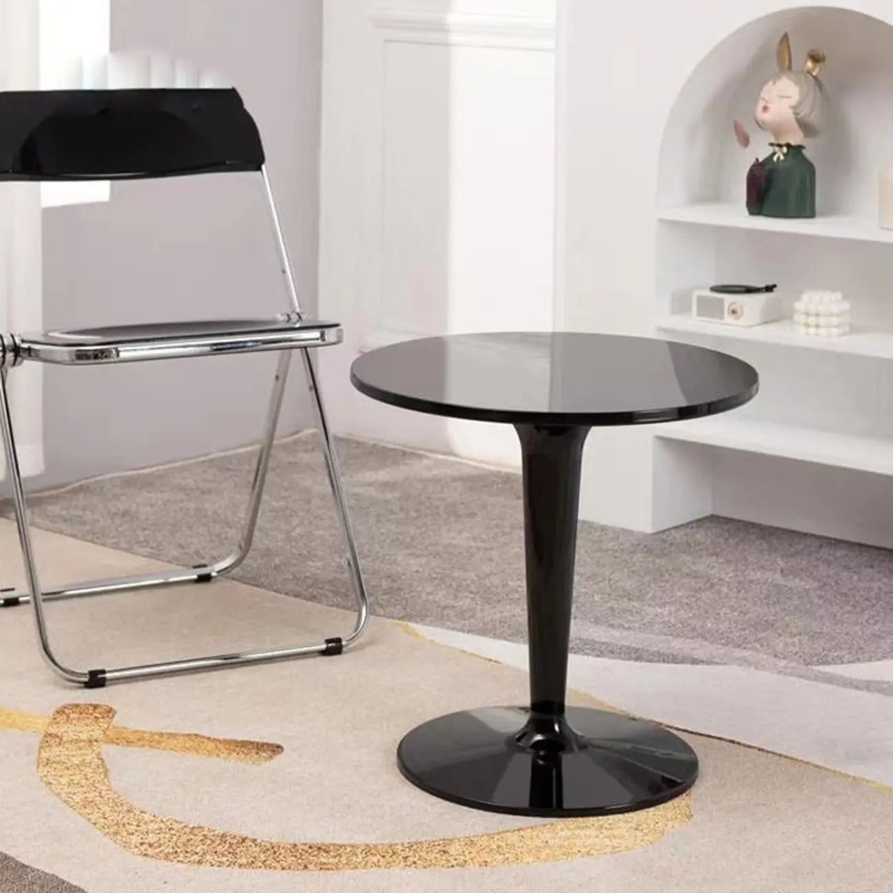 Minimalist Pedestal Round Acrylic End Table for Living Room