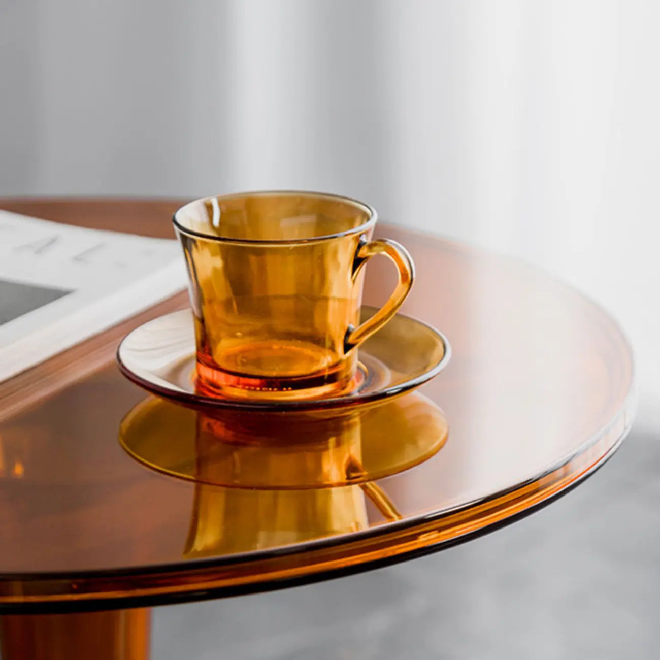Minimalist Pedestal Round Acrylic End Table for Living Room