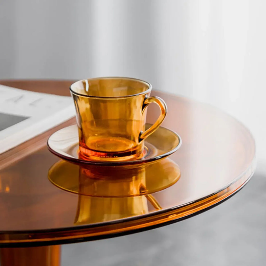 Minimalist Pedestal Round Acrylic End Table for Living Room