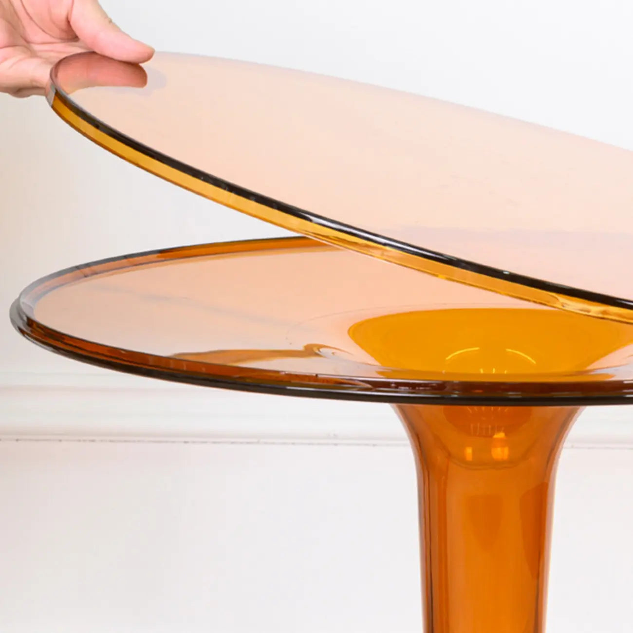 Minimalist Pedestal Round Acrylic End Table for Living Room