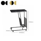 Metal C-Shaped Marble Top End Table with Magazine Rack
