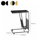 Metal C-Shaped Marble Top End Table with Magazine Rack