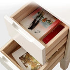 Natural Wooden Narrow Corner Bedside Table with 3 Drawers