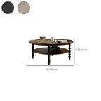 Vintage Wooden Round Coffee Table with Shelf & Tray Top