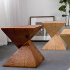 Block Square Natural Wood End Table for Living Room