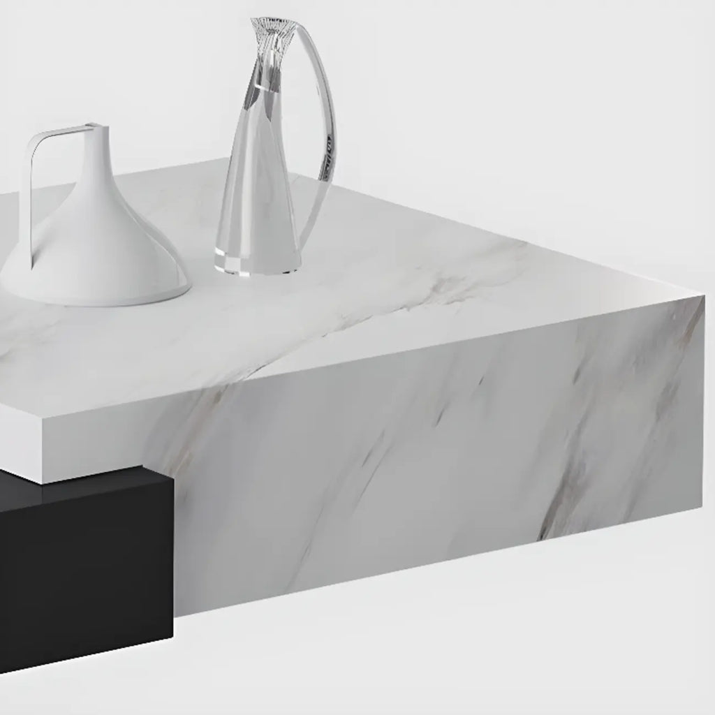 Modern Marble Nesting Coffee Table Set in Black and White