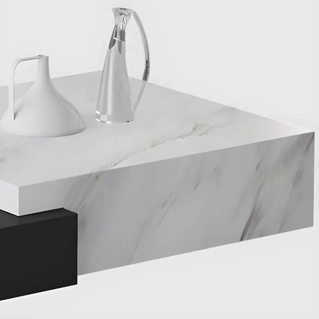 Modern Marble Nesting Coffee Table Set in Black and White