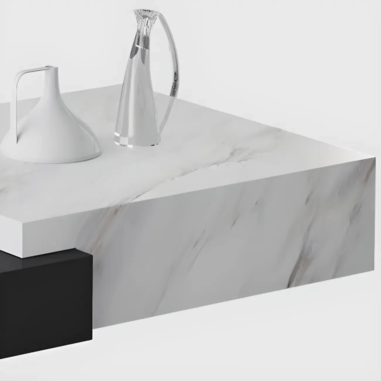 Modern Marble Nesting Coffee Table Set in Black and White