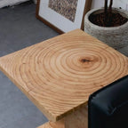 Block Square Natural Wood End Table for Living Room