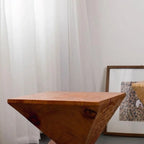 Block Square Natural Wood End Table for Living Room