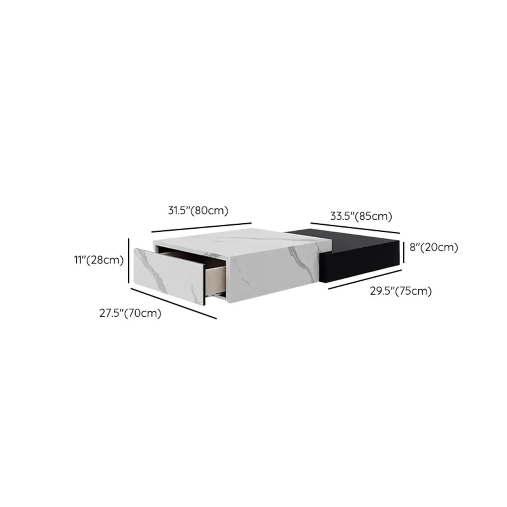 Modern Marble Nesting Coffee Table Set in Black and White