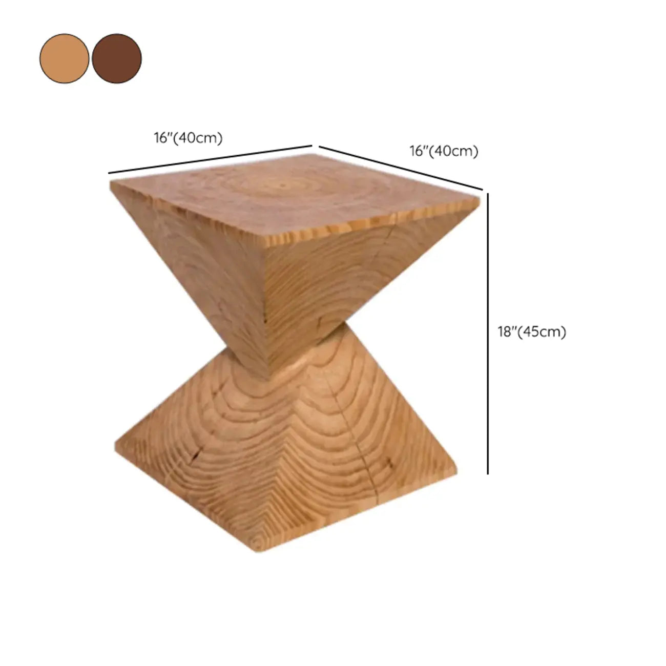 Block Square Natural Wood End Table for Living Room