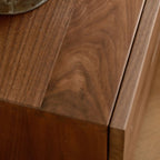 Scandinavian Brown Wood Bedside Table with 2 Drawer