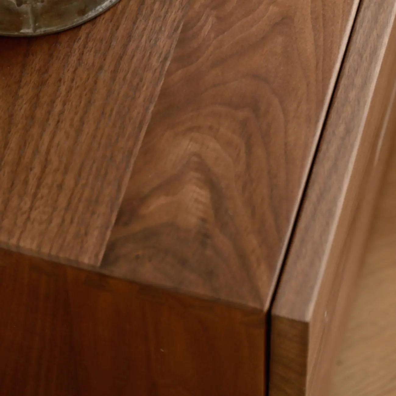 Scandinavian Brown Wood Bedside Table with 2 Drawer