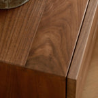 Scandinavian Brown Wood Bedside Table with 2 Drawer