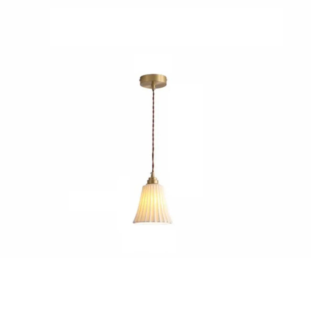 Elegant Cylinder Lampshade White Ceramic Pendant Lamp for Bedroom