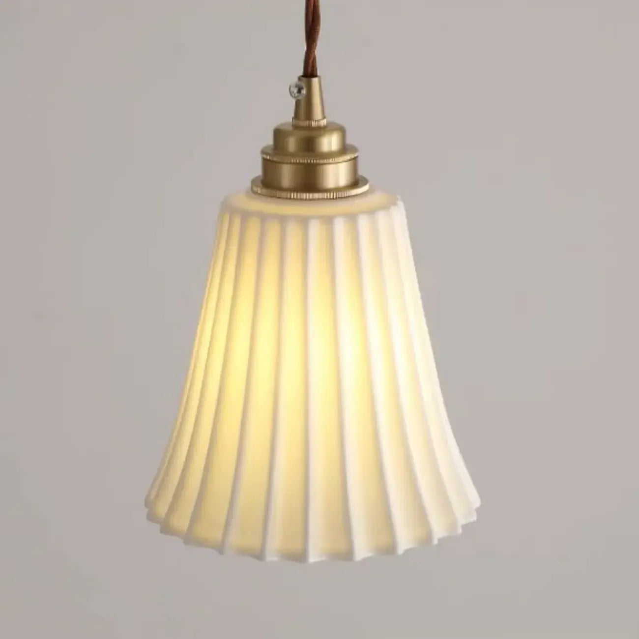 Elegant Cylinder Lampshade White Ceramic Pendant Lamp for Bedroom