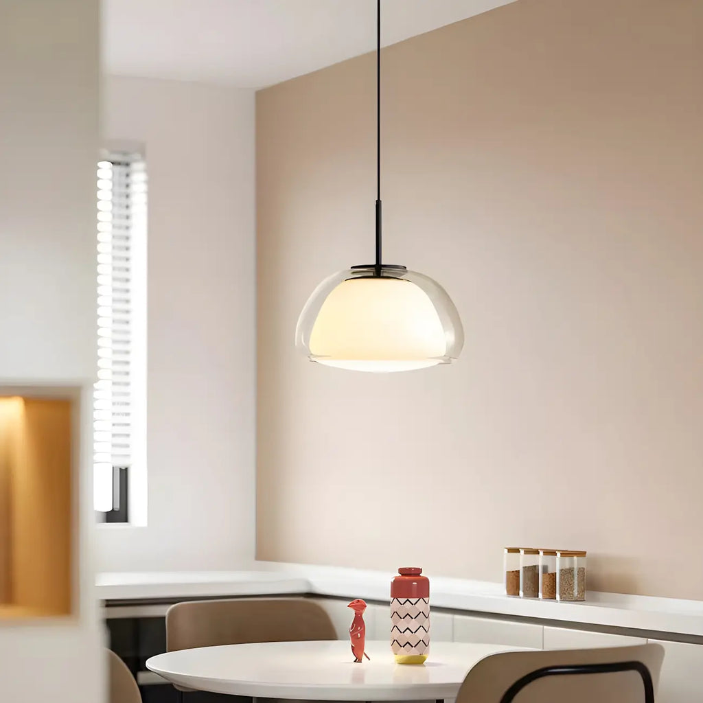 Contemporary Jelly White Glass Dome Pendant Light for Restaurant