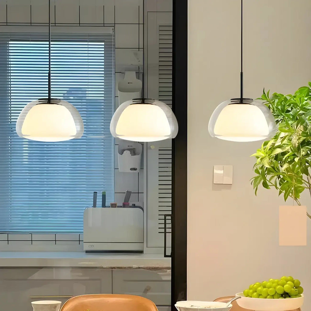 Contemporary Jelly White Glass Dome Pendant Light for Restaurant