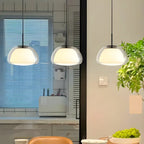 Contemporary Jelly White Glass Dome Pendant Light for Restaurant