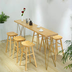Elegant Long Bar Table with Wooden Stools