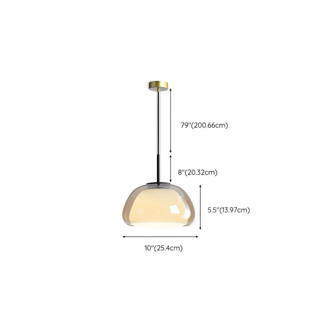 Contemporary Jelly White Glass Dome Pendant Light for Restaurant