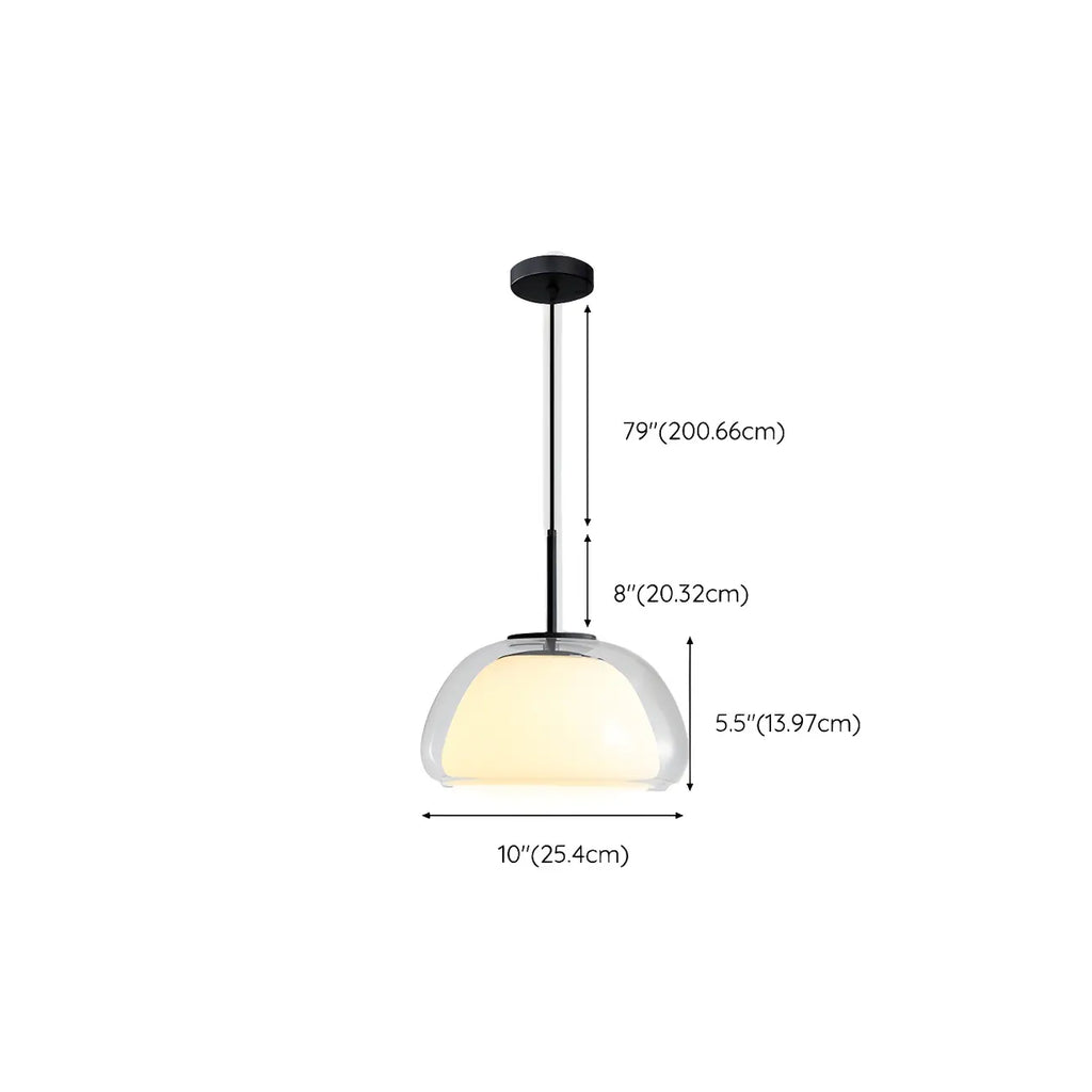 Contemporary Jelly White Glass Dome Pendant Light for Restaurant