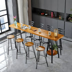 Elegant Solid Wood Bar Set with Stylish Stools for Home