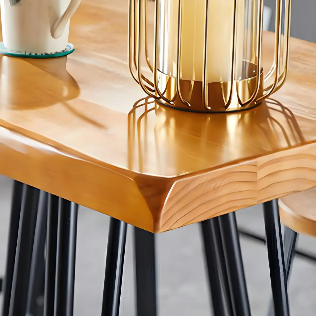 Elegant Solid Wood Bar Set with Stylish Stools for Home