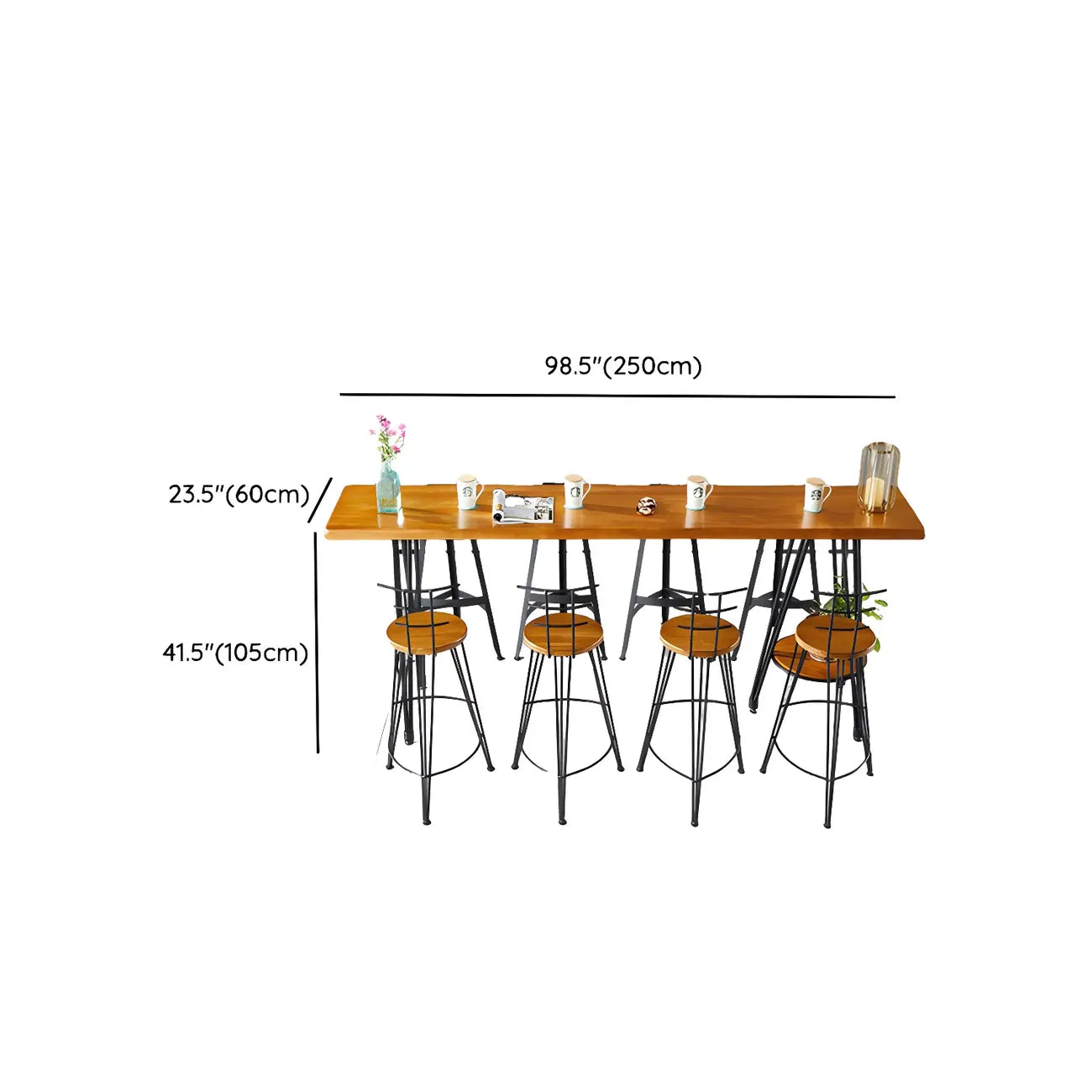 Elegant Solid Wood Bar Set with Stylish Stools for Home