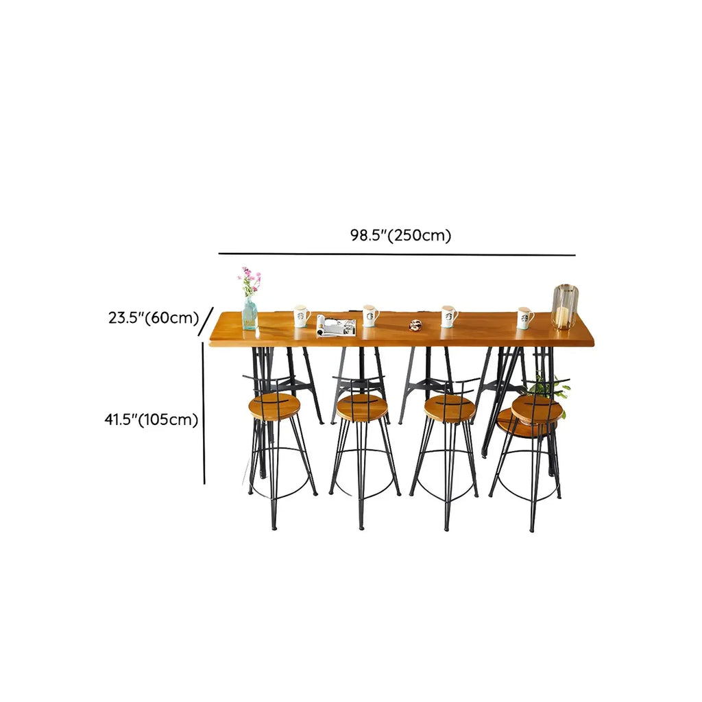 Elegant Solid Wood Bar Set with Stylish Stools for Home