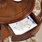 Classic Wood Round End Table for Living Room with Storage