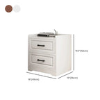 Classic Narrow Wooden White Nightstand with 3 Drawers