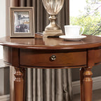Classic Wood Round End Table for Living Room with Storage
