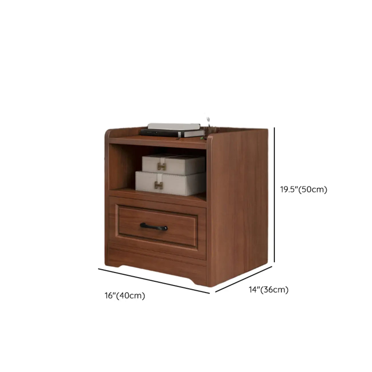 Classic Narrow Wooden White Nightstand with 3 Drawers