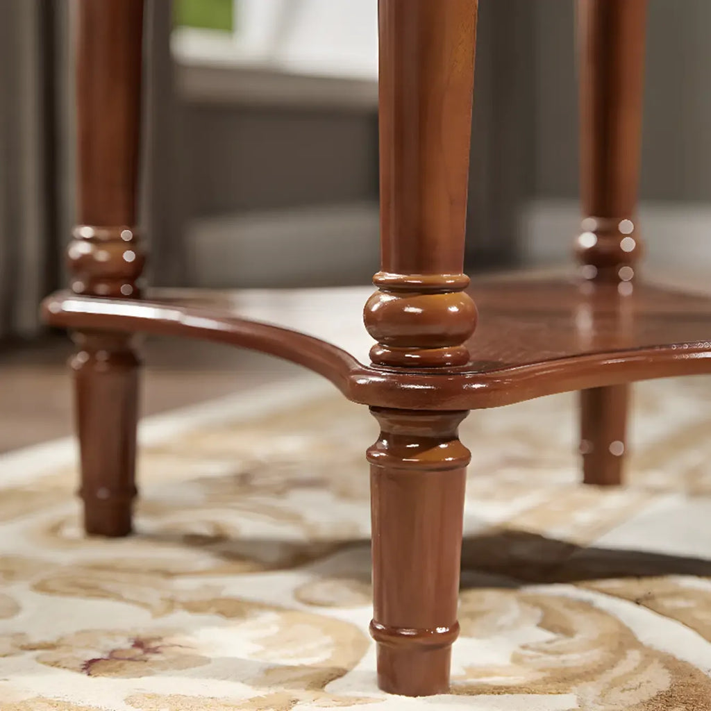 Classic Wood Round End Table for Living Room with Storage