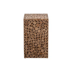 Square Block Natural Wood End Table for Living Room