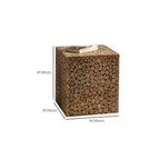 Square Block Natural Wood End Table for Living Room