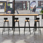 Vintage Solid Wood Trestle Base Pub Table with Footrest