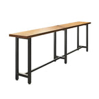 Vintage Solid Wood Trestle Base Pub Table with Footrest