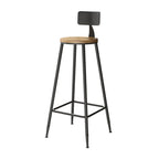Vintage Solid Wood Trestle Base Pub Table with Footrest