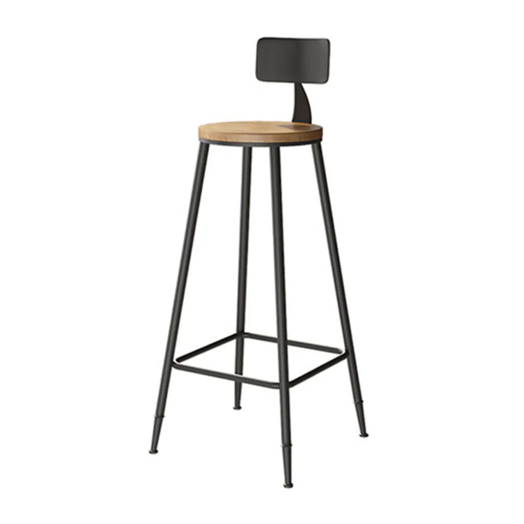 Vintage Solid Wood Trestle Base Pub Table with Footrest