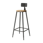 Vintage Solid Wood Trestle Base Pub Table with Footrest