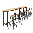 Vintage Solid Wood Trestle Base Pub Table with Footrest