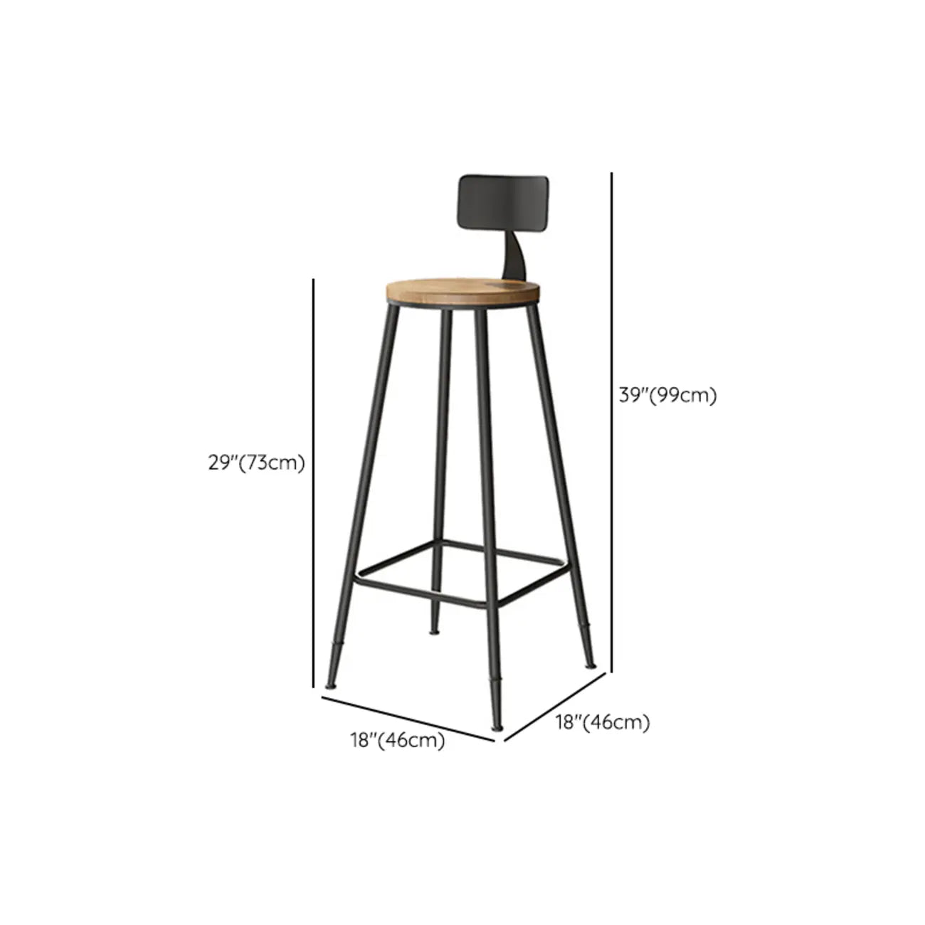 Vintage Solid Wood Trestle Base Pub Table with Footrest