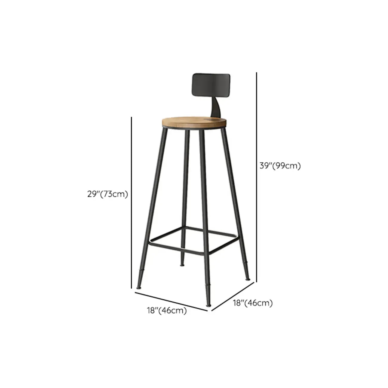 Vintage Solid Wood Trestle Base Pub Table with Footrest