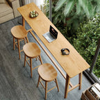 Natural Finish Wooden Bar Set with Table and Stools