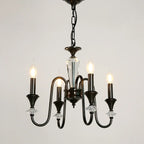 Retro Black Iron Crystal Chandelier with Adjustable Length